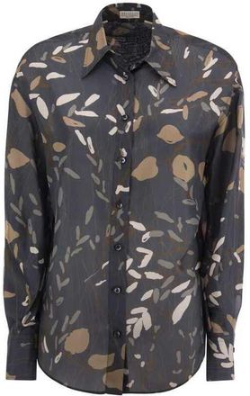 Brunello Cucinelli Blue Patterned Button-Up Shirt, Size X-Small