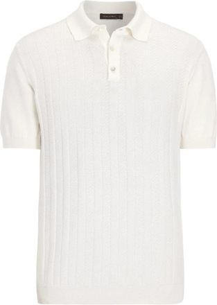Oscar Jacobson Gestreept poloshirt in sneeuwwit - Heren - Polos - Wit - L - Katoen - Tops