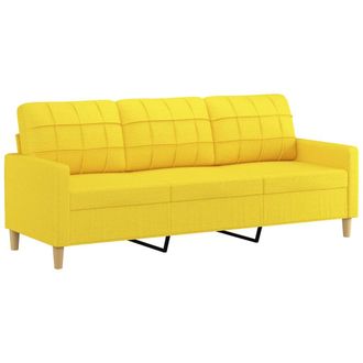 vidaXL Sof&aacute; De 3 Plazas De Tela Amarillo Claro 180 Cm Vidaxl