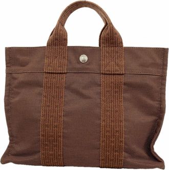 Herm&egrave;s Brown Canvas Tote Bag (Pre-Owned)