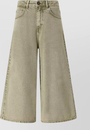 Pinko denim knee-length wide-leg bermuda shorts