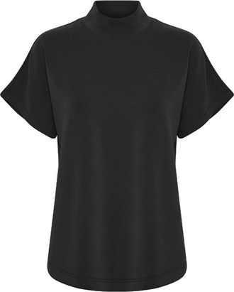 MY ESSENTIAL WARDROBE Zwarte Kraagblouse - Elegante Stijl - Dames - T-shirts - Zwart - S - Polyester - Tops