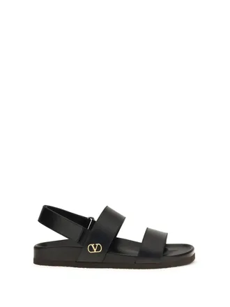 Valentino Garavani Mens Sandals Studshield Black Calfskin Calf Leather