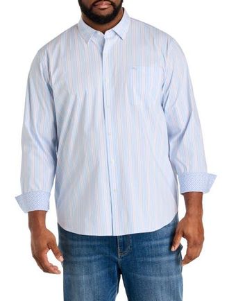 Tommy Bahama Big & Tall Sarasota Stretch Striped Sport Shirt in Dew Drop at Nordstrom, Size Xx-Large