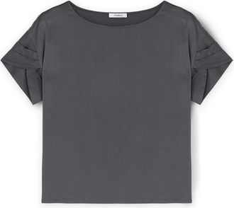 Motivi Blouse met Petaalmouwen - Dames - Blouses - Grijs - S - Satijn - Overhemden