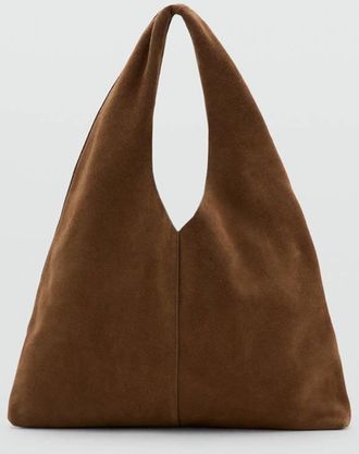 Mango Borsa shopper crosta di cuoio marrone medio - Donna - Taglia unica - MANGO