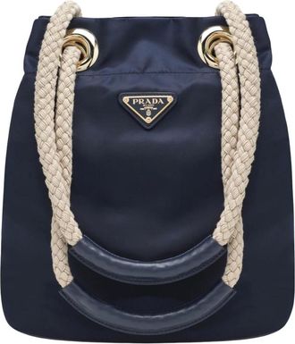Prada Shoulder Bags, female, Blue, Size: ONE SIZE Mariner Bucket Bag