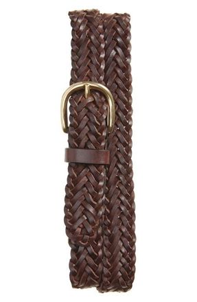 To Boot New York Braided Leather Belt in Dark Brown at Nordstrom, Size 36