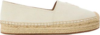 HUGO BOSS Lederen platte espadrilles voor dames (Licht Beige)