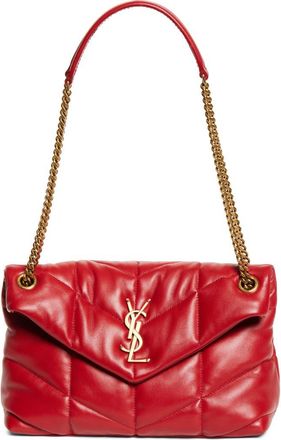 Saint Laurent Small Loulou Leather Puffer Bag in New Red Danger at Nordstrom