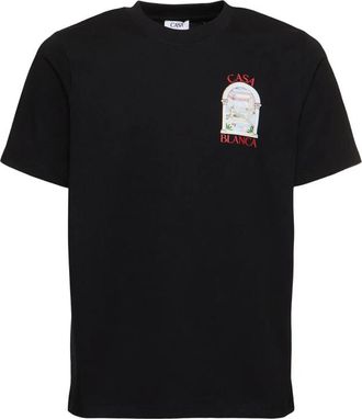 Casablanca Mens T-Shirt Le Passage in Black Cotton - Size X-Large