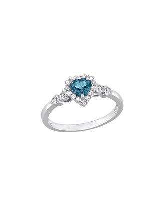 Rina Limor Silver 0.63 ct. tw. Diamond & Blue Topaz - London, White Topaz Halo Ring