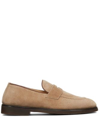 Brunello Cucinelli penny-slot suede loafers - Neutrals
