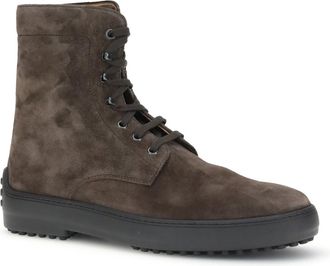 Tod's Mens Ankle Boots Suede Dark Brown Upper: Leather