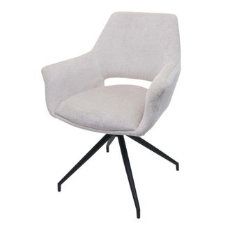 Hhg Hhg - Nunca Usado] Silla De Comedor 745, Silla De Cocina Silla Tapizada Con Reposabrazos, Posici&oacute;n Auto Giratoria, Tela Met&aacute;lica Mvg, Crema-blanco