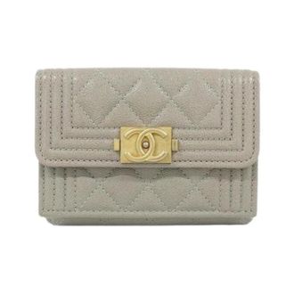 Chanel Pre-owned Vintage Tri-Fold Wallet - Dames - Pre-owned - Grijs - Maat: ONE Size Leer