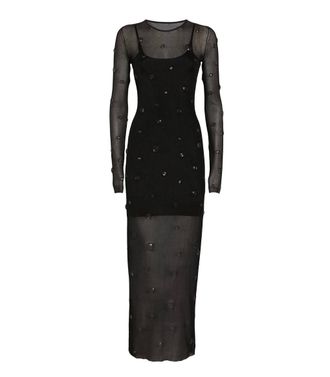 Alexander Wang Engineered Trapped Gem Dress in Sheer-Jersey Size S