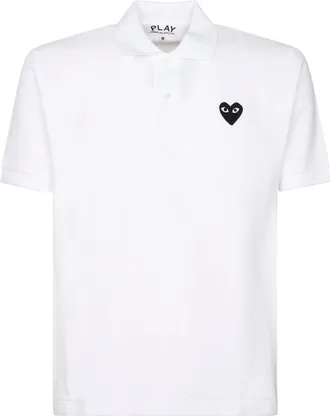 Comme Des Gar&ccedil;ons Classic White Polo with Black Heart Emblem