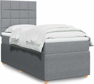 vidaXL Cama Box Spring Con Colch&oacute;n Tela Gris Claro 90x190 Cm Vidaxl