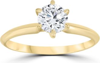 Pompeii3 14k Yellow Gold 1ct Round Solitaire Diamond Engagement Ring Size Selectable