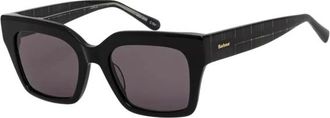 Barbour Oversized Square Zonnebrillen - Dames - Zonnebrillen - Zwart - 52 MM - Leer - Accessoires