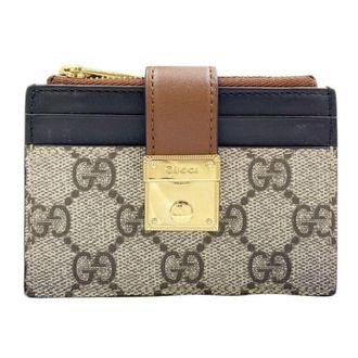 Gucci Beige Black Brown Pvc Leather Long Wallet (Bi-Fold) (Pre-Owned)