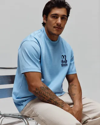 Psycho Bunny Mens Toby Oversized Tee 407 GLACIER LAKE / XL