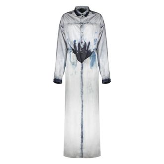 Diesel Tweedelige outfit met denim effect en oversized rok - Dames - Shirt Kleedjes - Blauw - S - Denim - Kleedjes