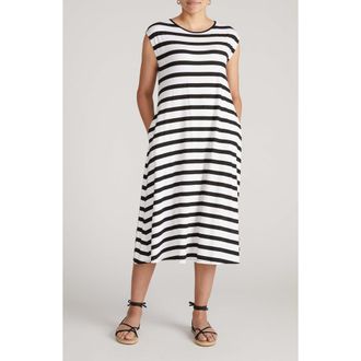 Universal Standard Heatwave Divine Jersey Dress in Black/white Stripe at Nordstrom, Size Xxx-Large