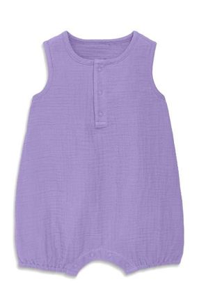 primary Baby Cotton Gauze Henley Bubble Romper in Iris at Nordstrom, Size 12-18M