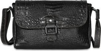 Jack Georges Hornback Croco Emma Petite Crossbody Bag in Black at Nordstrom