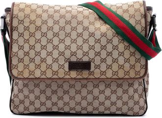 Gucci Pre-owned Gucci GG Canvas Web Flap Messenger Bag Unisex 7HLSYYT29C0RT46Q