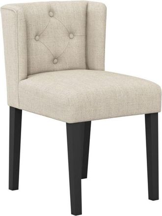 LPD Furniture Shay Winged Indoor Dining Chair without Arms - Linen Blend/Rubber Wood - L57 x W49 x H79 cm - Stone/Black - Partially Assembled