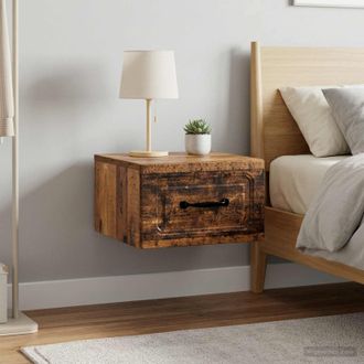 vidaXL Vidaxl Mobiletto Da Notte A Muro 2 Pz Legno Antico 34,5 X 33 X 20 Cm