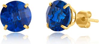 MAX + STONE 10k Yellow or White Gold 8mm Round Cut Gemstone Birthstone Stud Earrings