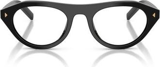 Prada 52mm Irregular Blue Light Blocking Glasses in Black/clear Blue Light at Nordstrom