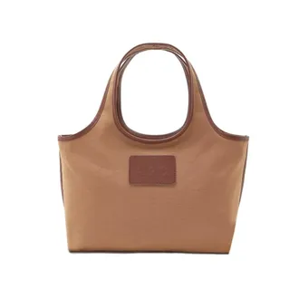 A.P.C. Bolso de lona de algod&oacute;n con recortes de piel vacuno - female - A.P.C. - Shopping Bags - Brown - ONE SIZE - Bags