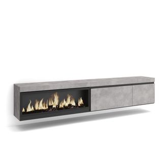 Skraut Home Skraut Home - Mueble Tv, Televisi&oacute;n, Muebles De Sal&oacute;n, Almacenaje, 237x45x35 Cm, Para Tv Gran Formato, Chimenea El&eacute;ctrica Xxl, Colgado, Suspendido, Es