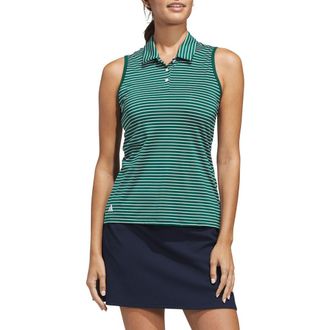 adidas Striped Performance Sleeveless Polo in Green at Nordstrom Rack, Size X-Small
