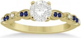 Allurez Blue Sapphire Diamond Marquise Engagement Ring 14k Yellow Gold 0.24ct