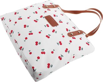 Yarnow Cherry Print Large Tote Bag for Women, White Top Handle Shoulder Handbag with Cherry Pattern, Lightweight Purse for Work, Travel, and Everyday Use