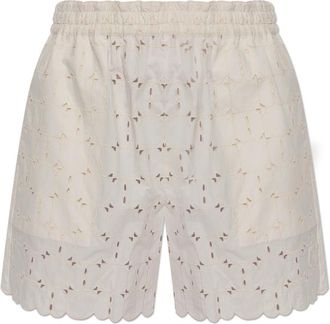 Moncler Shorts met kanten details - Dames - Bermuda - Beige - M - Korte Broeken