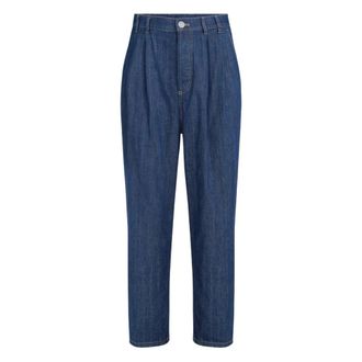 Brunello Cucinelli Brunello Cucinelli, Loose-fit Jeans, male, Blue, Size: 3XL Double-Pleat Five-Pocket Jeans