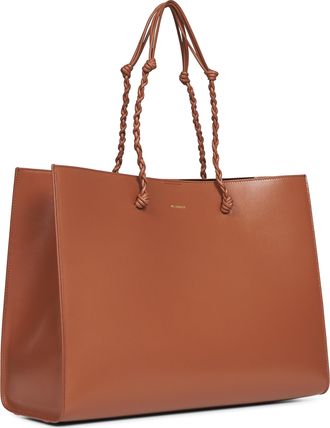 Jil Sander Womens Tote Bag Tangle Calf Leather Brown Handbags Hand