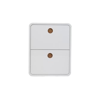 Miliboo Zapatero 2 Cajones Blanco Brillante Y Fresno Kopen