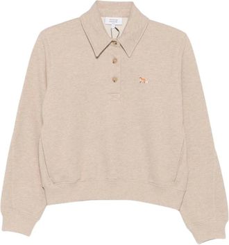 Maison Kitsun&eacute; Fox Head Regular Polo - Sweatshirts & Hoodies - Mujer - Beige - L