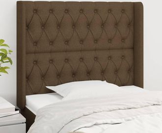 vidaXL Cabecero Con Orejas De Tela Marr&oacute;n Oscuro 103x16x118/128 Cm Vidaxl