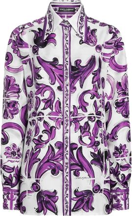 Dolce & Gabbana Silk Shirt With Maiolica Print