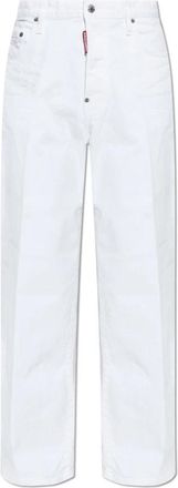 Dsquared2 Garment Dyed Baggy Jeans - Heren - Regular Fit Jeans - Wit - 2XL - Katoen - Jeans