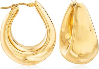 Ross-Simons Italian 18kt Yellow Gold Over Sterling Wide Hoop Earrings
